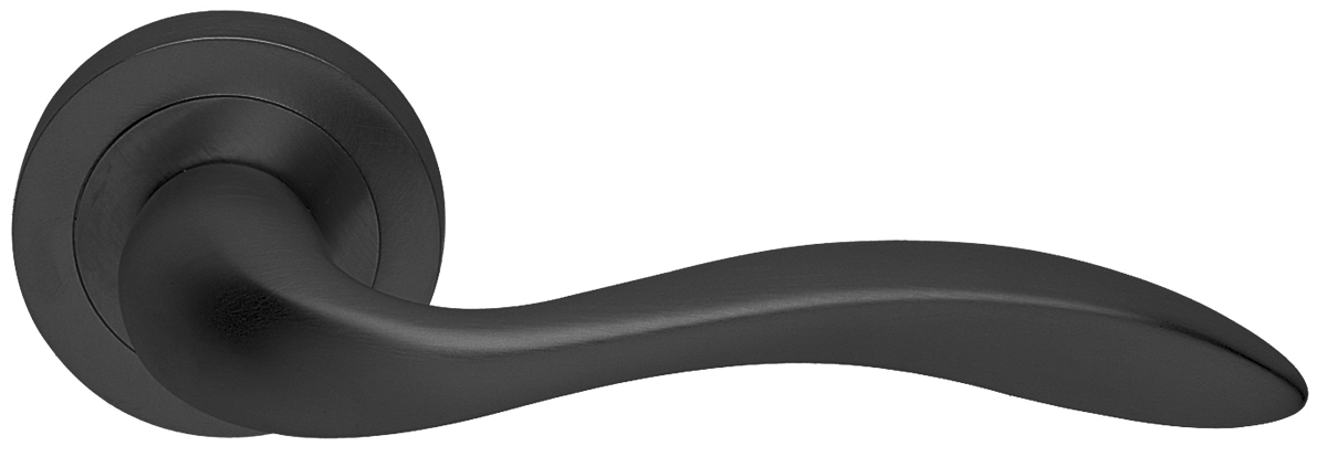 Ручка дверная LEON R2 NERO раздельная на круглой розетке, цвет - черный фото купить в Нижнем Новгороде