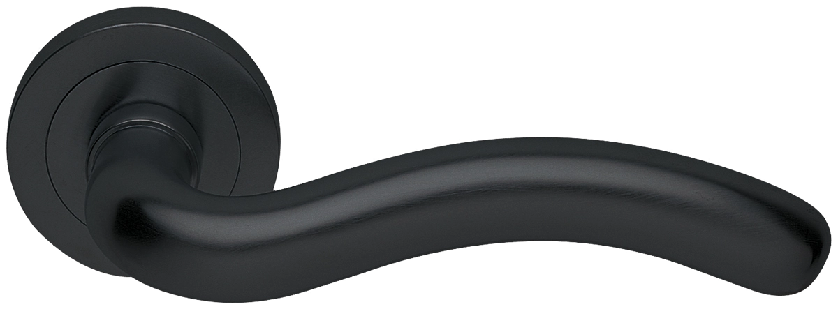 Ручка дверная SNAKE R2 NERO раздельная на круглой розетке, цвет - черный фото купить в Нижнем Новгороде