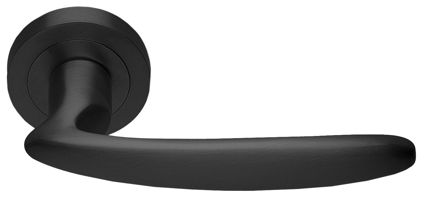 Ручка дверная FLAMINGO R2 NERO раздельная на круглой розетке, цвет - черный фото купить в Нижнем Новгороде