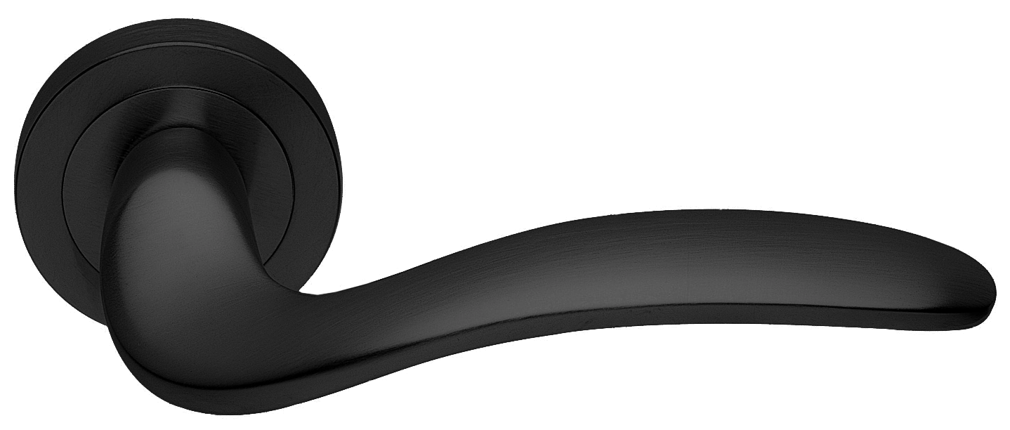 Ручка дверная COBRA R2 NERO раздельная на круглой розетке, цвет - черный фото купить в Нижнем Новгороде