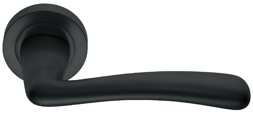 Ручка дверная COCKATOO R2 NERO раздельная на круглой розетке, цвет - черный фото купить в Нижнем Новгороде