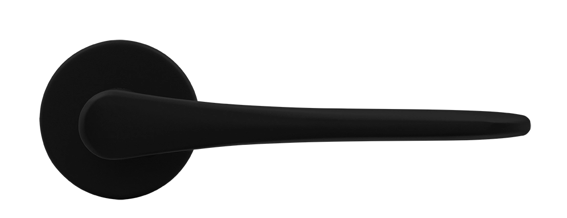 Ручка дверная AULA R5 NERO-ST на круглой розетке, цвет черный soft-touch, ЦАМ фото купить в Нижнем Новгороде