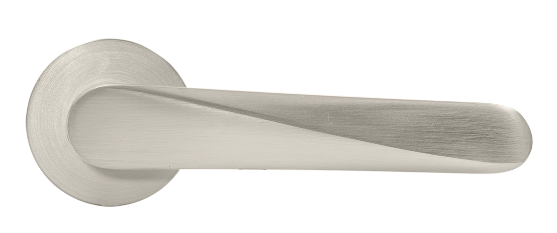 Ручка дверная CAYAN MH-58-R6 MSN раздельная на круглой розетке 6 мм, цвет матовый сатинированный никель, ЦАМ фото купить в Нижнем Новгороде