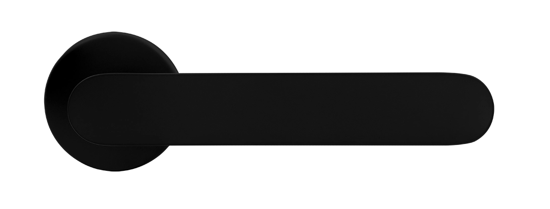 Ручка дверная LE BOAT R5 NERO-ST раздельная на круглой розетке, цвет черный soft-touch, латунь фото купить в Нижнем Новгороде