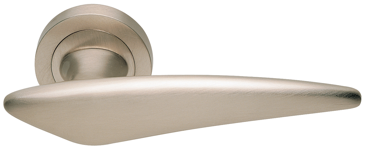 Ручка дверная BOLID R2 NIS раздельная на круглой розетке, цвет матовый никель, латунь фото купить Нижний Новгород