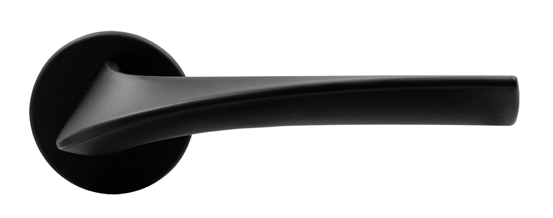Ручка дверная COMETA R5 NERO-ST на круглой розетке цвет черный soft-touch, ЦАМ фото купить в Нижнем Новгороде