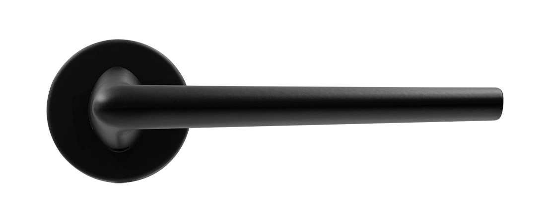 Ручка дверная THE FORCE R5 NERO-ST на круглой розетке, цвет черный soft-touch, ЦАМ фото купить в Нижнем Новгороде