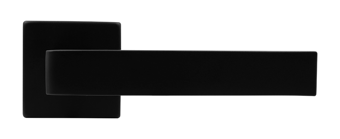 Ручка дверная HORIZONT S5 NERO-ST на квадратной розетке, цвет черный soft-touch, ЦАМ фото купить в Нижнем Новгороде
