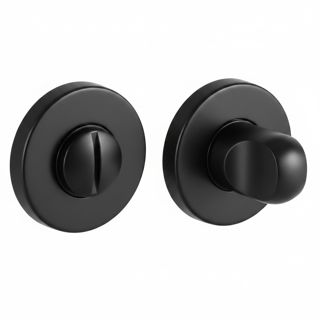 Завертка сантехническая LUX-WC-R3-E NERO-ST на круглой розетке цвет черный soft-touch, ЦАМ фото купить Нижний Новгород