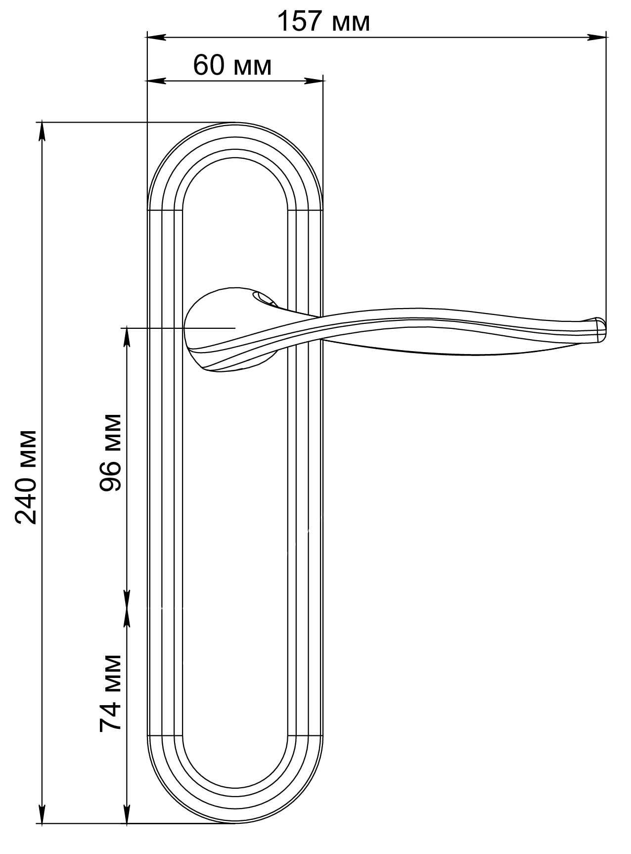 Ручка дверная SKYSCRAPER PLR SST на планке, цвет Летняя гроза/Summer Storm фото фурнитура Нижний Новгород