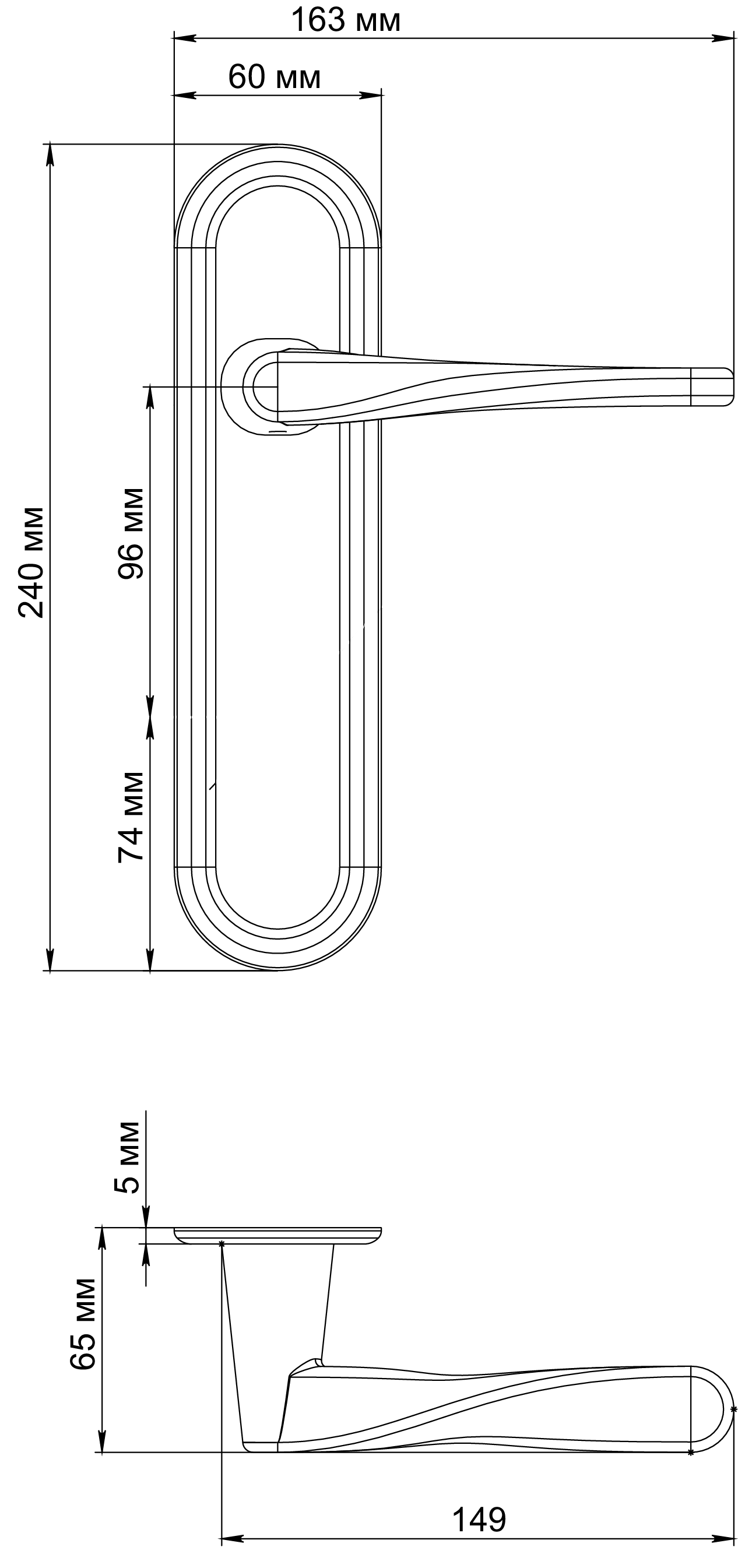 Ручка дверная THE OLYMPICS PLR SST на планке, цвет Летняя гроза/Summer Storm фото фурнитура Нижний Новгород