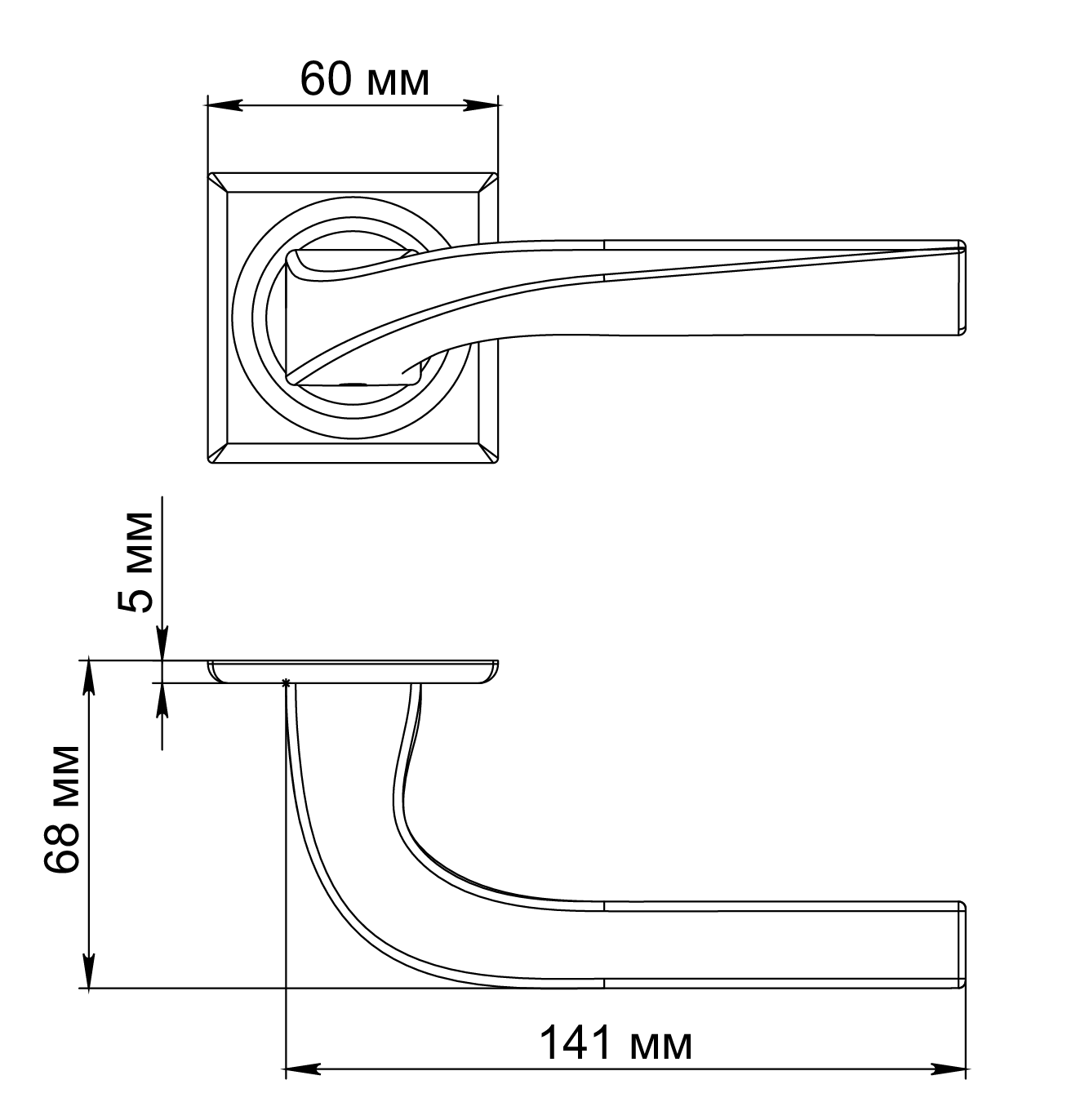 Ручка дверная WD CONCERT HALL S7 SST на квадратной розетке, цвет Летняя гроза/Summer Storm фото фурнитура Нижний Новгород