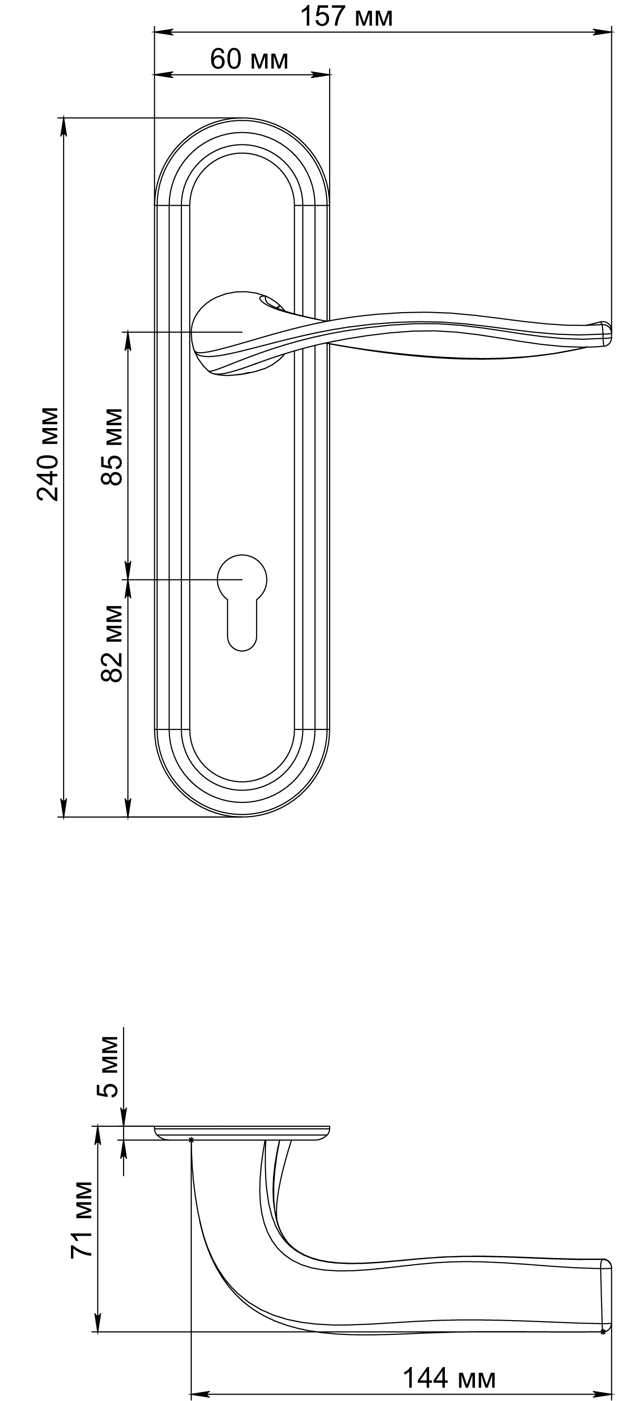 Ручка дверная SKYSCRAPER PLR KH SST на планке под ключевой цилиндр, цвет Летняя гроза/Summer Storm фото купить в Нижнем Новгороде