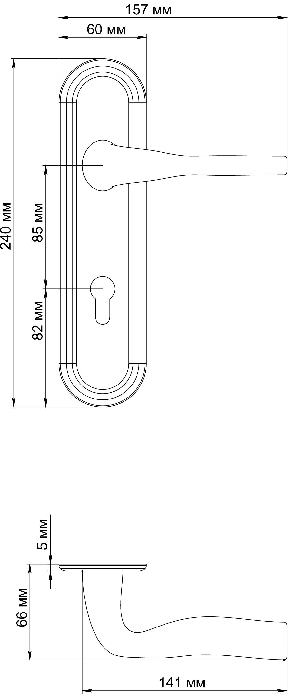 Ручка дверная LVB PLR KH AH на планке под ключевой цилиндр, цвет Осенний мёд/Autumn Honey фото купить в Нижнем Новгороде