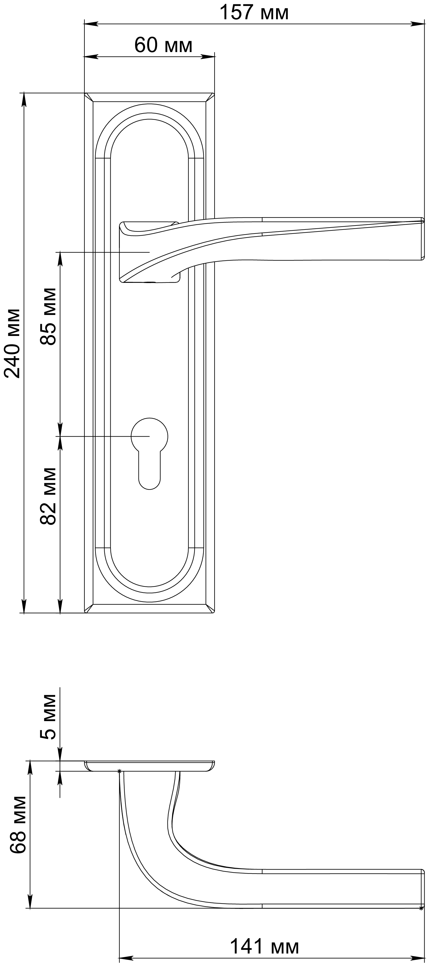 Ручка дверная WD CONCERT HALL PLS KH SST на планке под ключевой цилиндр, цвет Летняя гроза/Summer Storm фото купить в Нижнем Новгороде