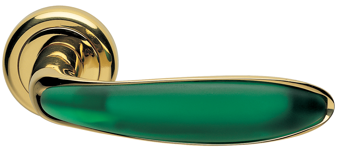 Ручка дверная MURANO R4 OTL/VERDE раздельная на круглом основании, цвет золото/нефрит, латунь фото купить Нижний Новгород
