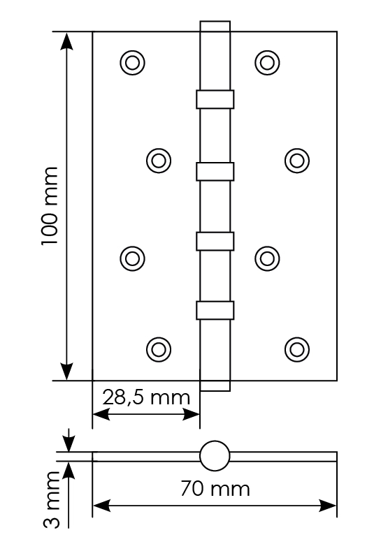 Петля карточная универсальная MBU 100X70X3-4BB COF латунь,врезная,цвет кофе фото купить в Нижнем Новгороде