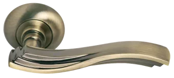 Ручка дверная МИРАЖ MH-14 MAB раздельная на круглой розетке, цвет ант.бронза, ЦАМ