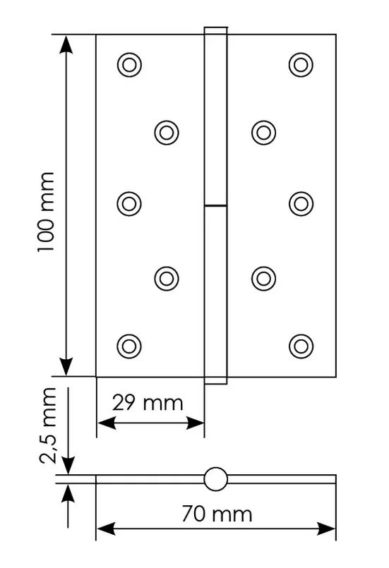 Петля универсальная разъемная MSD 100X70X2.5 AB L стальная левая, врезная, цвет бронза фото купить в Нижнем Новгороде