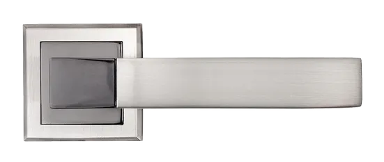 FUKOKU, ручка дверная MH-28 SN/BN-S, на квадратной накладке, цвет - бел. никель/черн. никель фото купить в Нижнем Новгороде