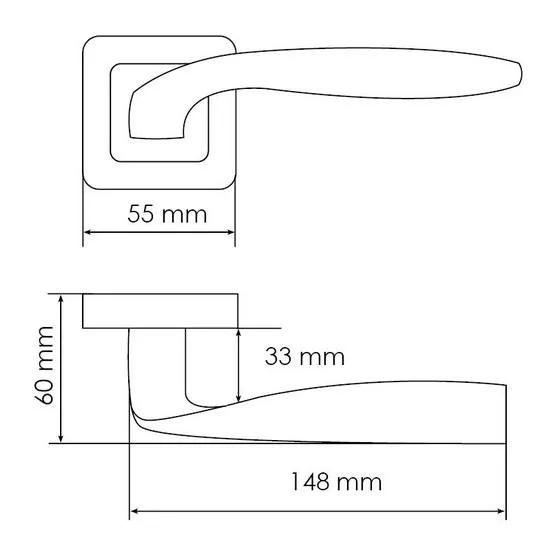 Ручка дверная SHELL MH-45 GR/CP-S55 раздельная на квадратной розетке, цвет графит/хром, ЦАМ Light фото купить в Нижнем Новгороде