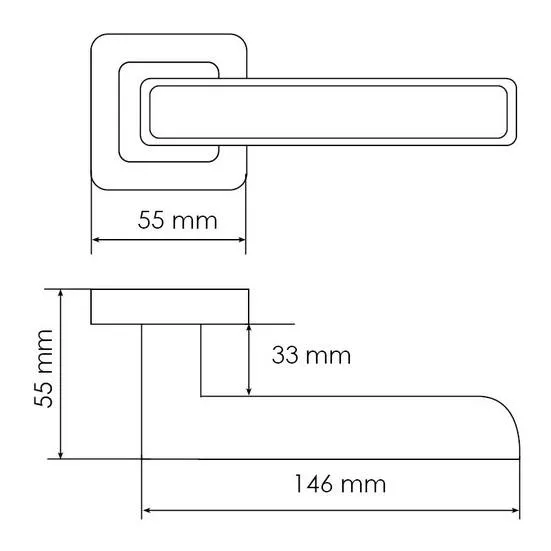 Ручка дверная FLEX MH-44 SC/CP-S55 раздельная на квадратной накладке, цвет матовый хром/хром, ЦАМ Light фото купить в Нижнем Новгороде