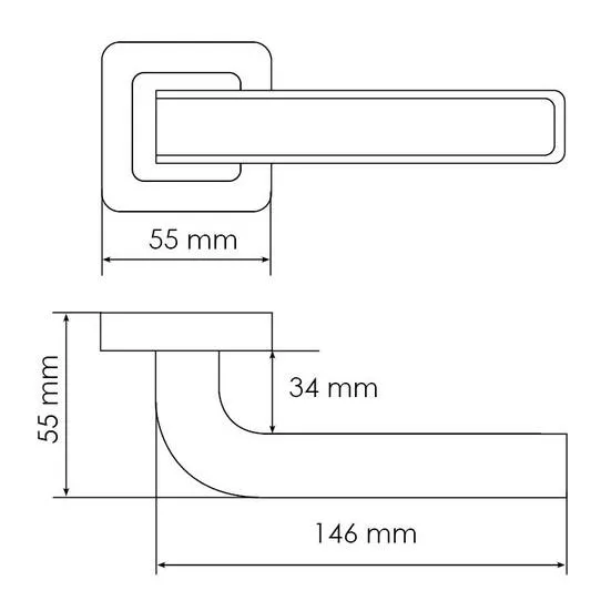 Ручка дверная EON MH-46 GR/CP-S55 раздельная на квадратной розетке, цвет графит/хром, ЦАМ Light фото фурнитура Нижний Новгород